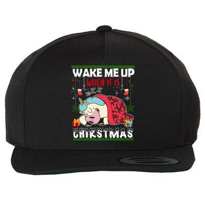 Wake Me Up When It's Christmas Unicorn Sleep Lover Xmas Gift Wool Snapback Cap