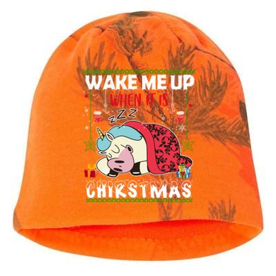 Wake Me Up When It's Christmas Unicorn Sleep Lover Xmas Gift Kati - Camo Knit Beanie