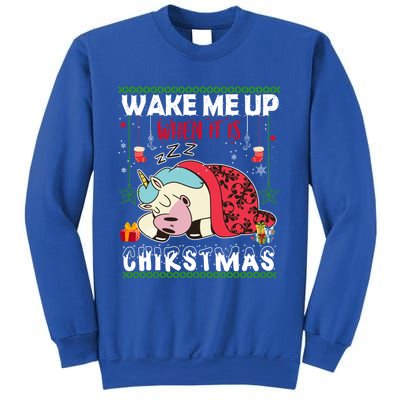 Wake Me Up When It's Christmas Unicorn Sleep Lover Xmas Gift Sweatshirt