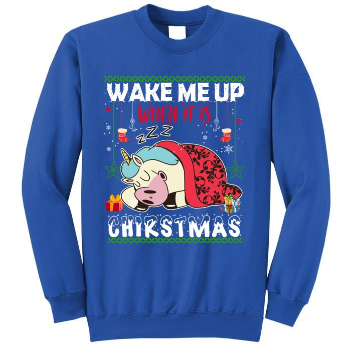 Wake Me Up When It's Christmas Unicorn Sleep Lover Xmas Gift Sweatshirt