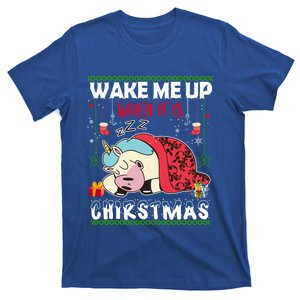 Wake Me Up When It's Christmas Unicorn Sleep Lover Xmas Gift T-Shirt