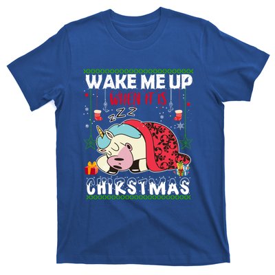 Wake Me Up When It's Christmas Unicorn Sleep Lover Xmas Gift T-Shirt