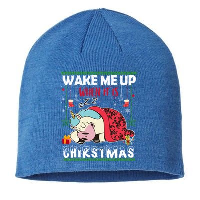 Wake Me Up When It's Christmas Unicorn Sleep Lover Xmas Gift Sustainable Beanie