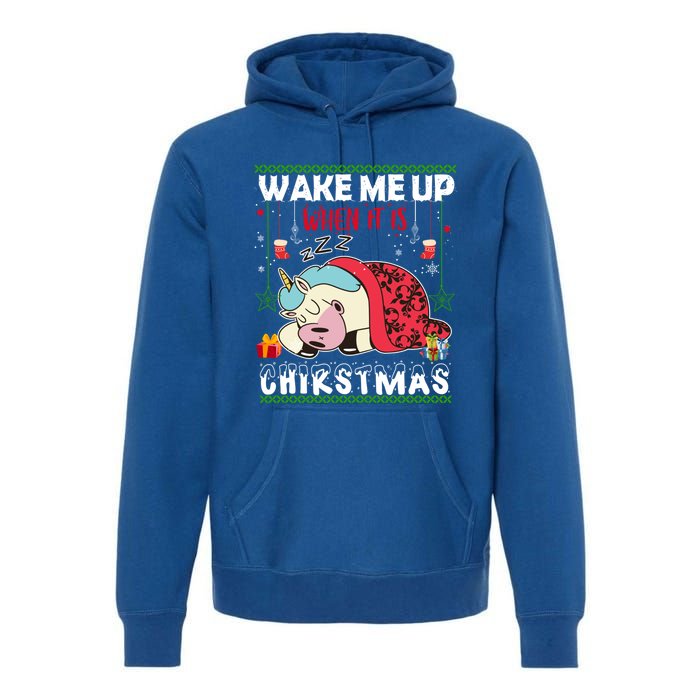 Wake Me Up When It's Christmas Unicorn Sleep Lover Xmas Gift Premium Hoodie