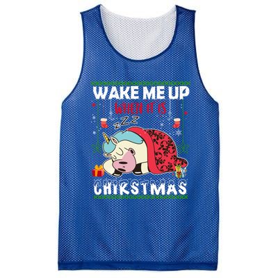 Wake Me Up When It's Christmas Unicorn Sleep Lover Xmas Gift Mesh Reversible Basketball Jersey Tank