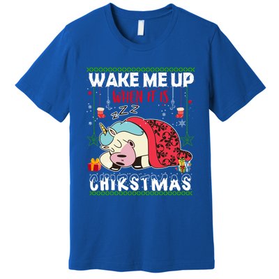 Wake Me Up When It's Christmas Unicorn Sleep Lover Xmas Gift Premium T-Shirt