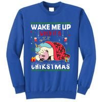 Wake Me Up When It's Christmas Unicorn Sleep Lover Xmas Gift Tall Sweatshirt