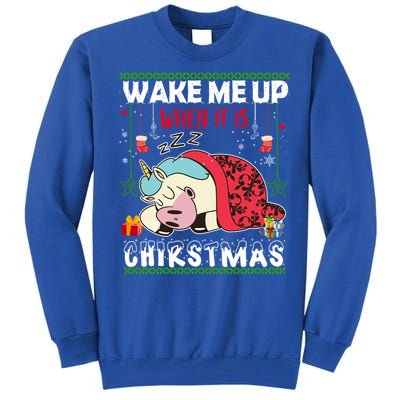 Wake Me Up When It's Christmas Unicorn Sleep Lover Xmas Gift Tall Sweatshirt