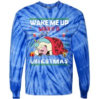 Wake Me Up When It's Christmas Unicorn Sleep Lover Xmas Gift Tie-Dye Long Sleeve Shirt