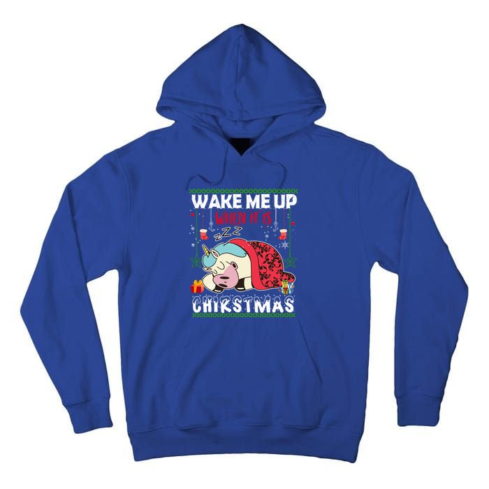 Wake Me Up When It's Christmas Unicorn Sleep Lover Xmas Gift Tall Hoodie