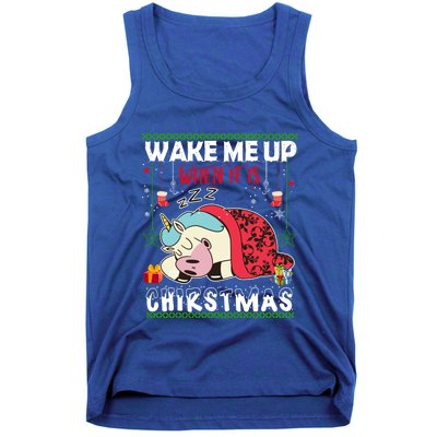 Wake Me Up When It's Christmas Unicorn Sleep Lover Xmas Gift Tank Top