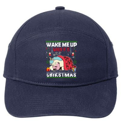 Wake Me Up When It's Christmas Unicorn Sleep Lover Xmas Gift 7-Panel Snapback Hat