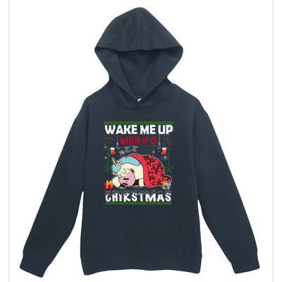 Wake Me Up When It's Christmas Unicorn Sleep Lover Xmas Gift Urban Pullover Hoodie