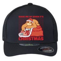 Wake Me Up When It's Christmas Sleeping Sloth Flexfit Unipanel Trucker Cap