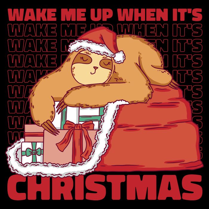 Wake Me Up When It's Christmas Sleeping Sloth Flexfit Unipanel Trucker Cap