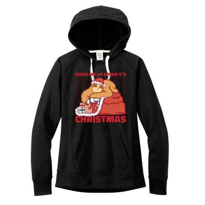 Wake Me Up When It's Christmas Sleeping Sloth Women's Fleece Hoodie