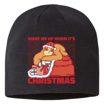 Wake Me Up When It's Christmas Sleeping Sloth Sustainable Beanie