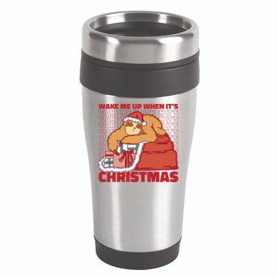 Wake Me Up When It's Christmas Sleeping Sloth 16oz Travel Tumbler