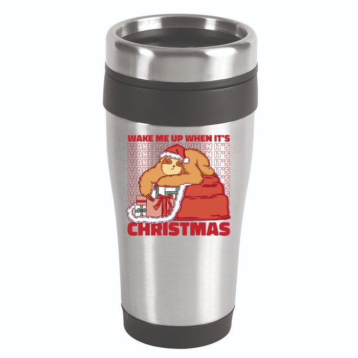Wake Me Up When It's Christmas Sleeping Sloth 16oz Travel Tumbler