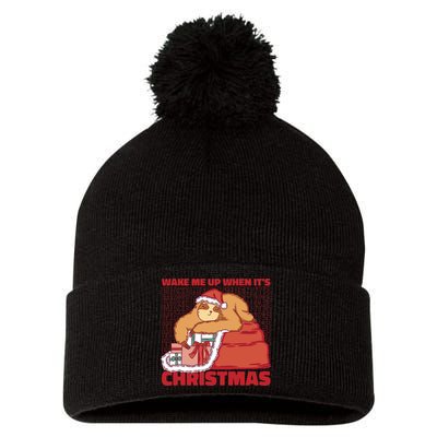 Wake Me Up When It's Christmas Sleeping Sloth Pom Pom 12in Knit Beanie