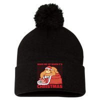 Wake Me Up When It's Christmas Sleeping Sloth Pom Pom 12in Knit Beanie