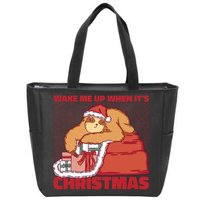 Wake Me Up When It's Christmas Sleeping Sloth Zip Tote Bag