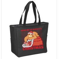 Wake Me Up When It's Christmas Sleeping Sloth Zip Tote Bag