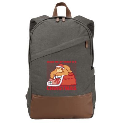 Wake Me Up When It's Christmas Sleeping Sloth Cotton Canvas Backpack