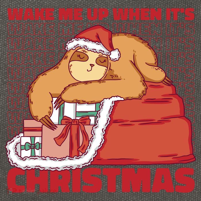 Wake Me Up When It's Christmas Sleeping Sloth Cotton Canvas Backpack