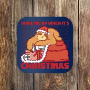 Wake Me Up When It's Christmas Sleeping Sloth Coaster