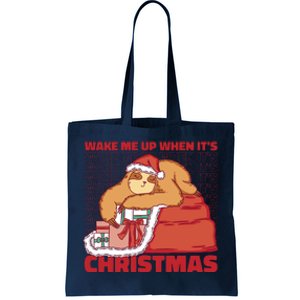 Wake Me Up When It's Christmas Sleeping Sloth Tote Bag