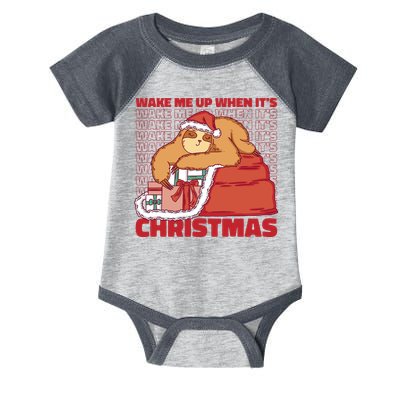 Wake Me Up When It's Christmas Sleeping Sloth Infant Baby Jersey Bodysuit