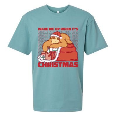 Wake Me Up When It's Christmas Sleeping Sloth Sueded Cloud Jersey T-Shirt