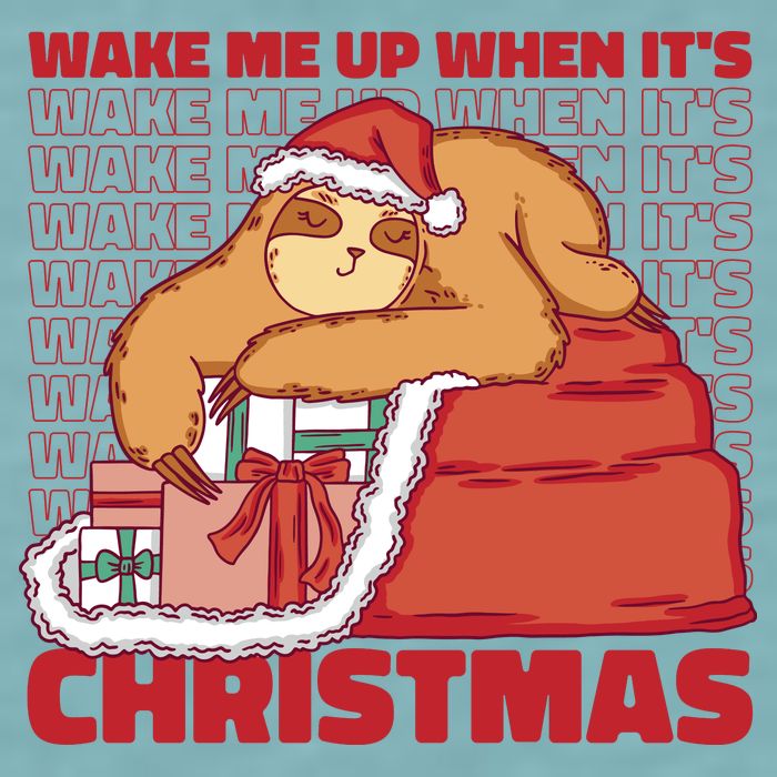 Wake Me Up When It's Christmas Sleeping Sloth Sueded Cloud Jersey T-Shirt