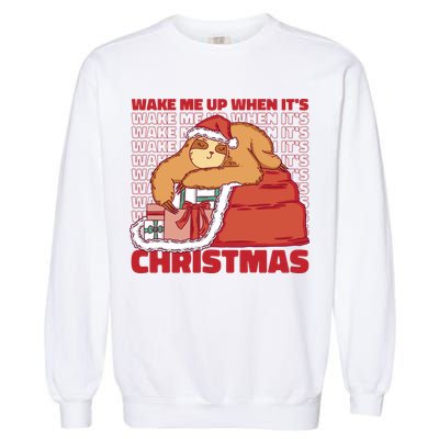 Wake Me Up When It's Christmas Sleeping Sloth Garment-Dyed Sweatshirt