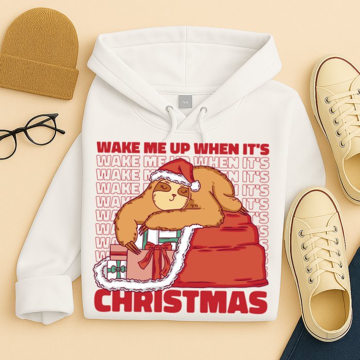 Wake Me Up When It's Christmas Sleeping Sloth Hoodie