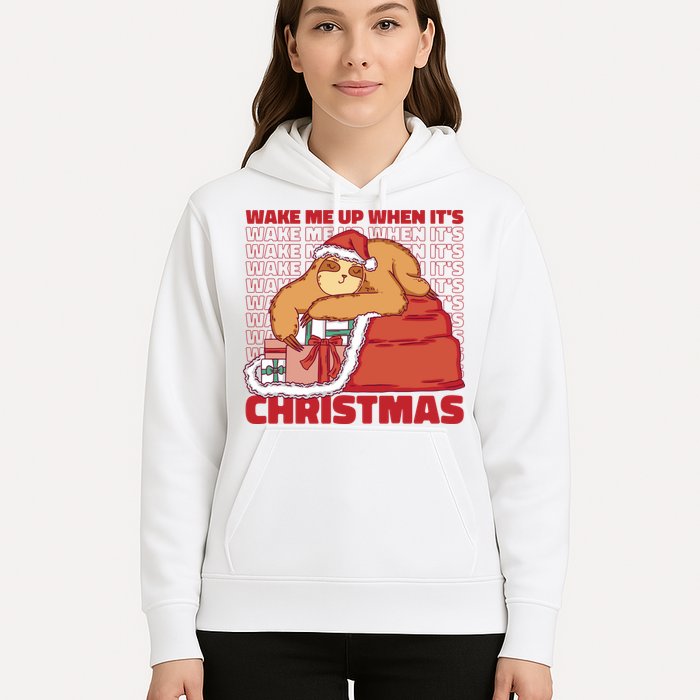 Wake Me Up When It's Christmas Sleeping Sloth Hoodie
