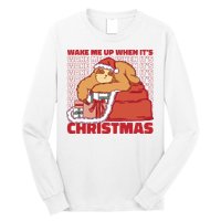 Wake Me Up When It's Christmas Sleeping Sloth Long Sleeve Shirt