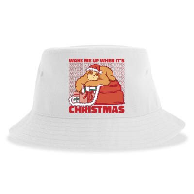 Wake Me Up When It's Christmas Sleeping Sloth Sustainable Bucket Hat