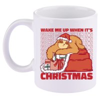 Wake Me Up When It's Christmas Sleeping Sloth 11oz C Handle Ceramic Mug