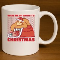 Wake Me Up When It's Christmas Sleeping Sloth 11oz C Handle Ceramic Mug