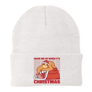 Wake Me Up When It's Christmas Sleeping Sloth Knit Cap Winter Beanie