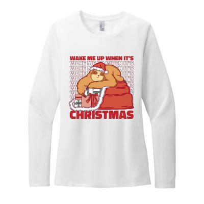 Wake Me Up When It's Christmas Sleeping Sloth Womens CVC Long Sleeve Shirt