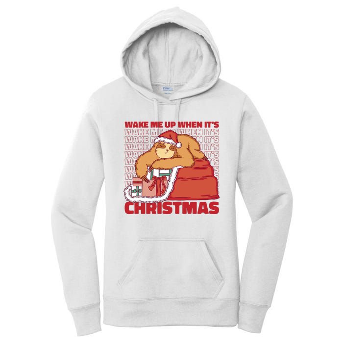 Wake Me Up When It's Christmas Sleeping Sloth Women's Pullover Hoodie