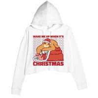 Wake Me Up When It's Christmas Sleeping Sloth Crop Fleece Hoodie