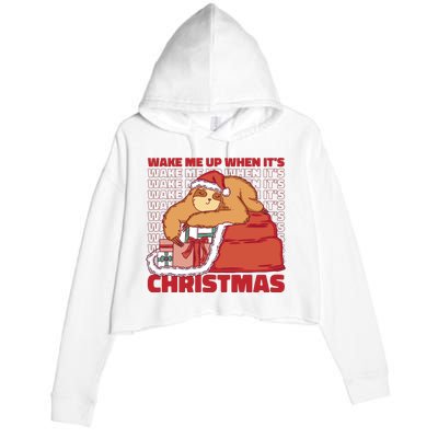 Wake Me Up When It's Christmas Sleeping Sloth Crop Fleece Hoodie