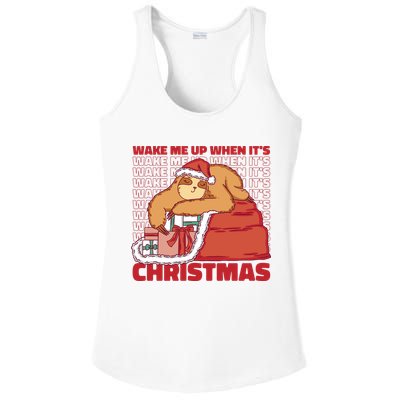 Wake Me Up When It's Christmas Sleeping Sloth Ladies PosiCharge Competitor Racerback Tank