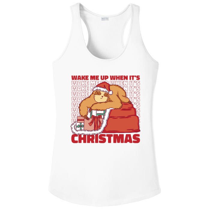 Wake Me Up When It's Christmas Sleeping Sloth Ladies PosiCharge Competitor Racerback Tank