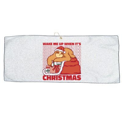 Wake Me Up When It's Christmas Sleeping Sloth Large Microfiber Waffle Golf Towel