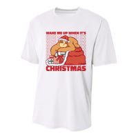 Wake Me Up When It's Christmas Sleeping Sloth Youth Performance Sprint T-Shirt